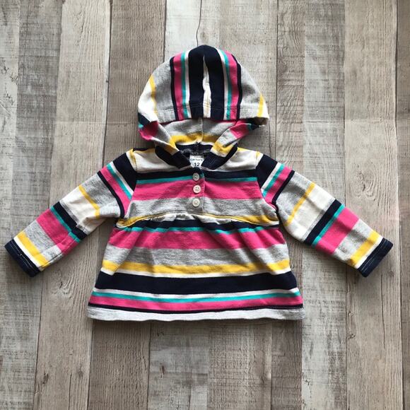 Carter’s French Terry Striped Baby Doll Hoodie,  12 months - Picture 1 of 4